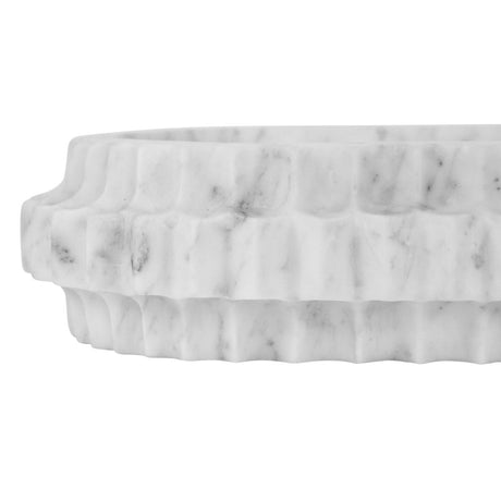 Lilibet Oval Marble Tray with Carved Edges by Worlds Away at Fig Linens and Home - Side Detail 1