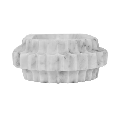 Lilibet Oval Marble Tray with Carved Edges by Worlds Away at Fig Linens and Home - Side Detail 2