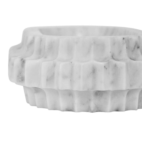 Lilibet Oval Marble Tray with Carved Edges by Worlds Away at Fig Linens and Home - Side Detail 3