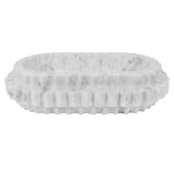 Lilibet Oval Marble Tray with Carved Edges by Worlds Away at Fig Linens and Home - Overhead View 1