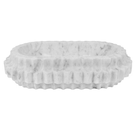 Lilibet Oval Marble Tray with Carved Edges by Worlds Away at Fig Linens and Home - Overhead View 1