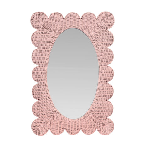 Lillian Pink Rattan Scallop Wall Mirror by Worlds Away at Fig Linens and Home - View 1