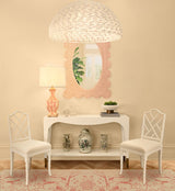 Lillian Pink Rattan Scallop Wall Mirror by Worlds Away at Fig Linens and Home - Lifestyle 1