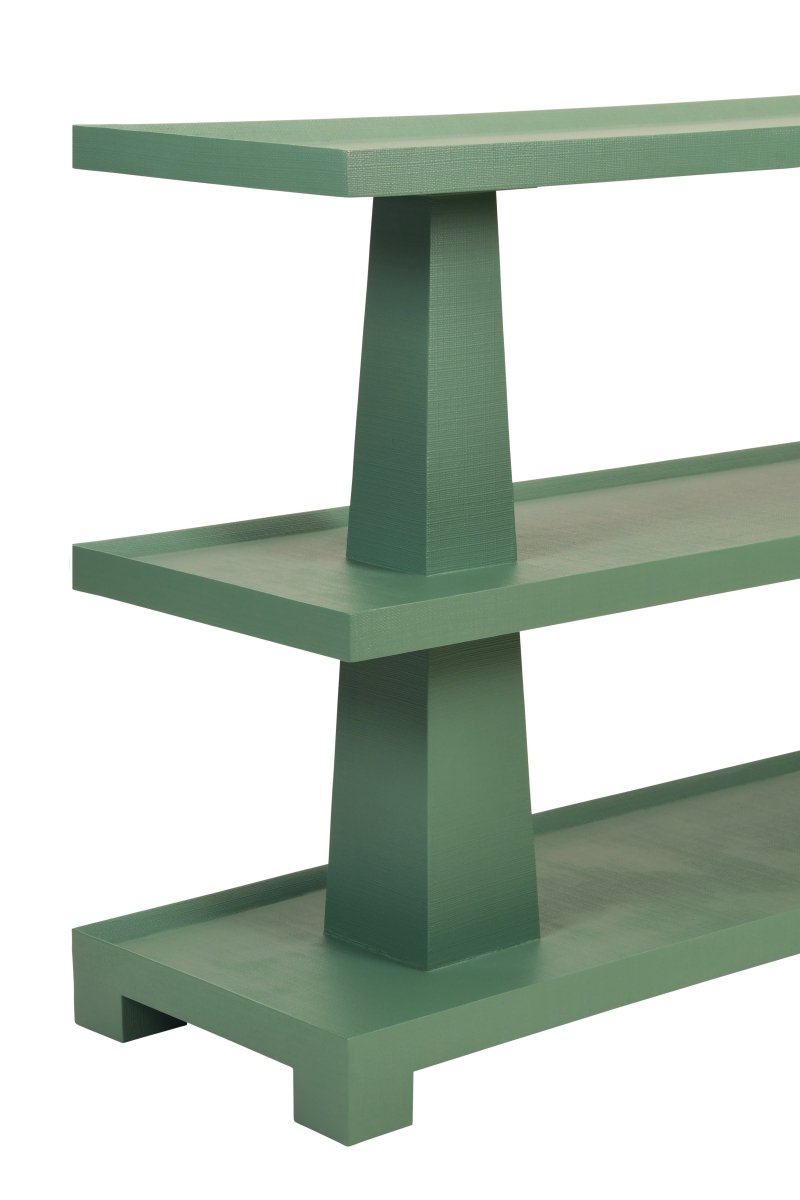Lowen Green Console Table by Worlds Away at Fig Linens and Home - Corner View