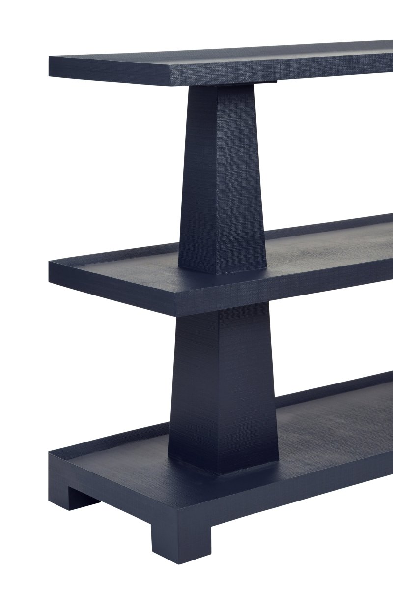 Lowen Navy Blue Console Table by Worlds Away at Fig Linens and Home - Corner View