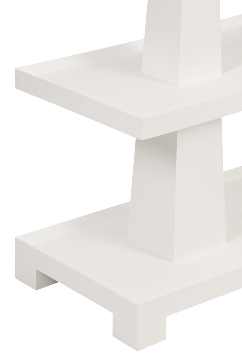 Lowen White Console Table by Worlds Away at Fig Linens and home - Corner Detail View