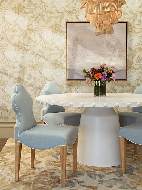 Lucian Round White Dining Table by Worlds Away at Fig Linens and Home - Lifestyle