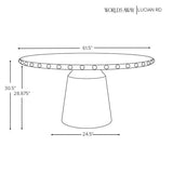 Lucian Round White Dining Table by Worlds Away at Fig Linens and Home - Spec Sheet with Dimensions
