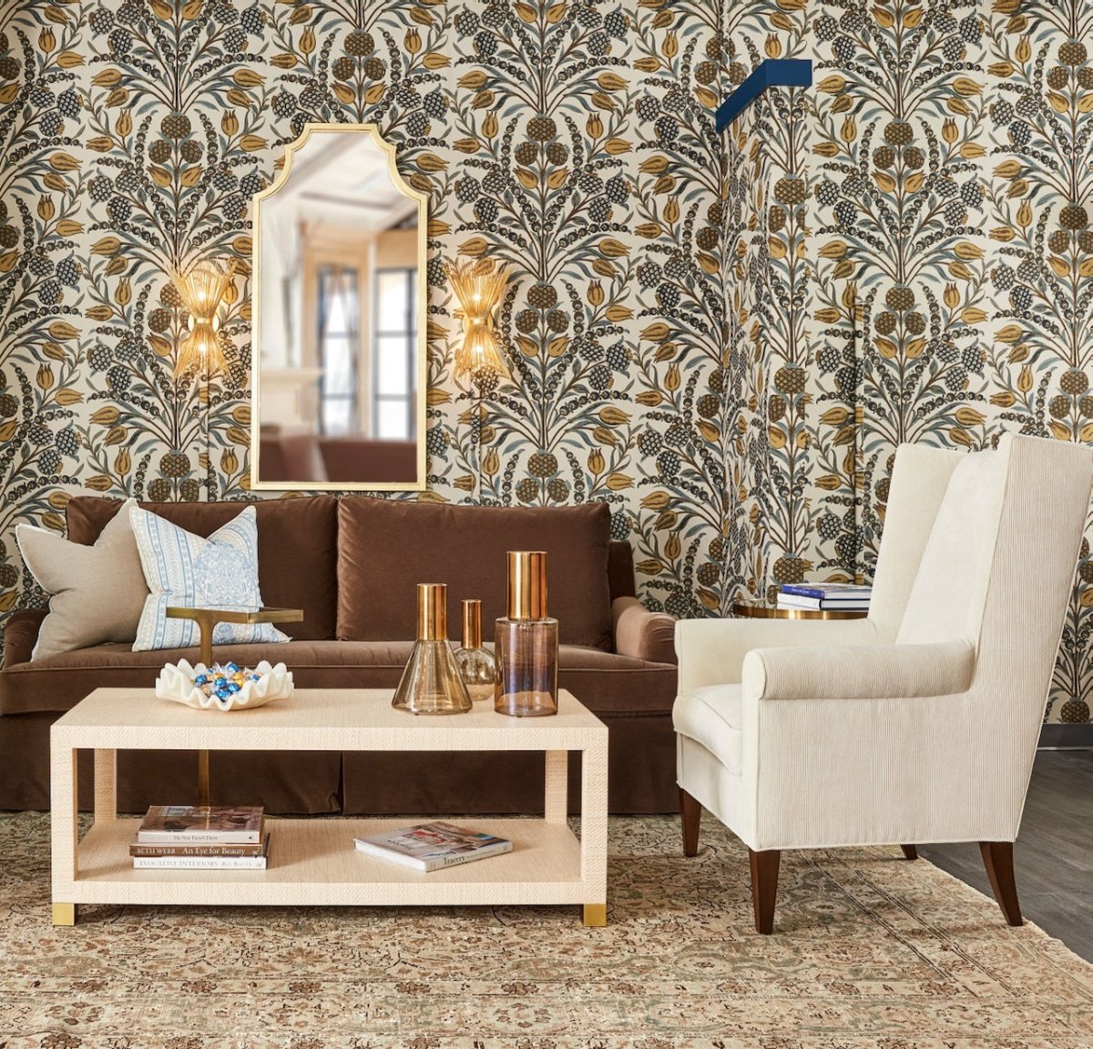 Maisel Cigar Table in Antique Brass Finish by Worlds Away - Lifestyle at Fig Linens and Home