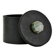 Marlene Round Black Faux Leather Container by Worlds Away 4.7" H x 5.9" W  x 5.9" D Black at FIG LINENS AND HOME 4