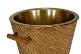 Max Small Woven Rattan Wine Cooler by Worlds Away 9.4" H x 9.8" W  x 9.8" D Rattan and Burnished Brass at FIG LINENS AND HOME 2
