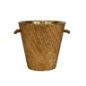 Max Small Woven Rattan Wine Cooler by Worlds Away 9.4" H x 9.8" W  x 9.8" D Rattan and Burnished Brass at FIG LINENS AND HOME 1