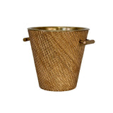 Max Small Woven Rattan Wine Cooler by Worlds Away 9.4" H x 9.8" W  x 9.8" D Rattan and Burnished Brass at FIG LINENS AND HOME 3