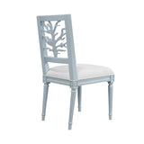 McKay Light Blue Coral Motif Dining Chair by Worlds Away - Back View at Fig Linens and Home