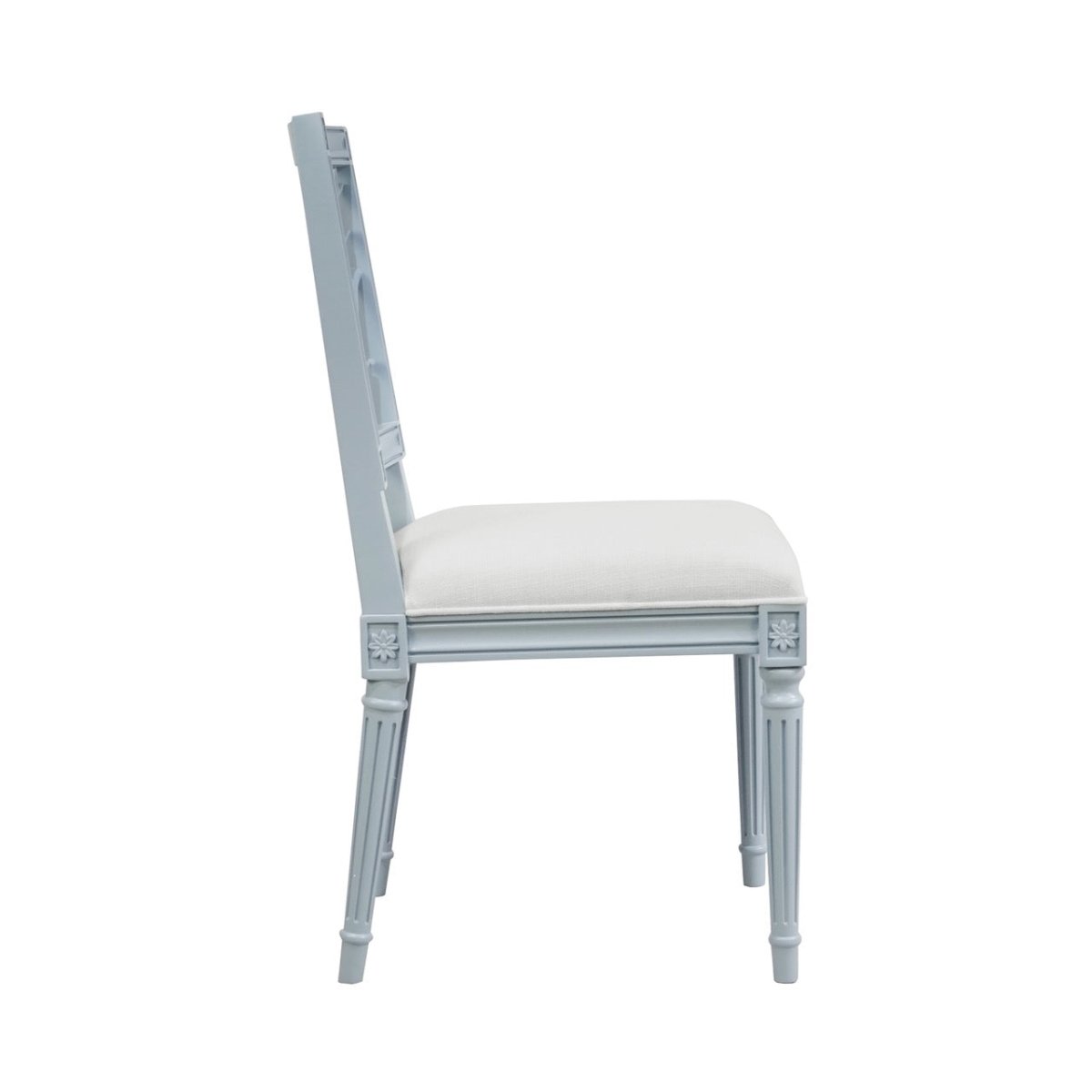 McKay Light Blue Coral Motif Dining Chair by Worlds Away - Side View at Fig Linens and Home