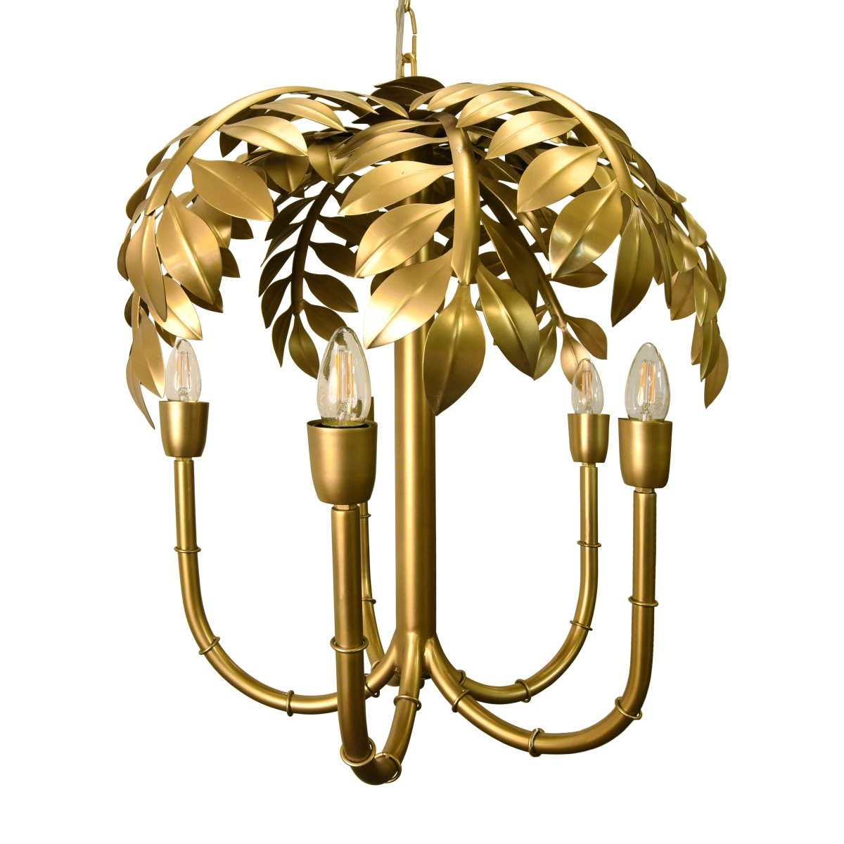 Millie 5 - Light Palm Tree Chandelier by Worlds Away 24.4" H x 24.8" W  x 24.8" D Antique Brass at FIG LINENS AND HOME 3