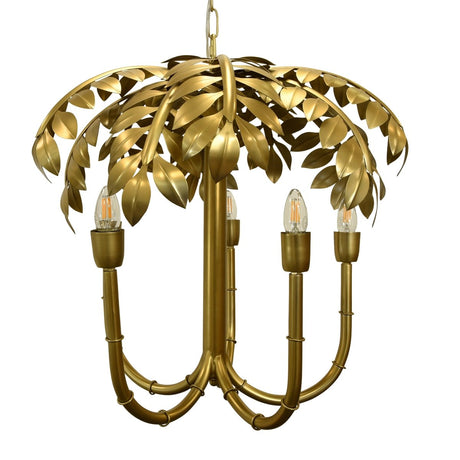 Millie 5 - Light Palm Tree Chandelier by Worlds Away 24.4" H x 24.8" W  x 24.8" D Antique Brass at FIG LINENS AND HOME 4