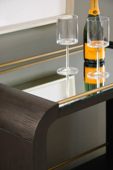 Myer Espresso Oak Bar Cart by Worlds Away at Fig Linens and Home - Lifestyle 2 View