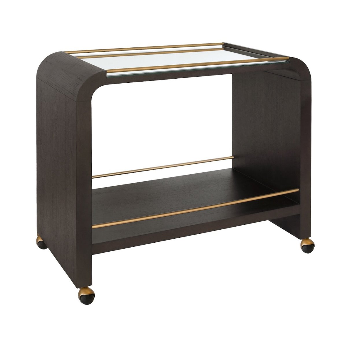 Myer Espresso Oak Bar Cart by Worlds Away at Fig Linens and Home - Angle View