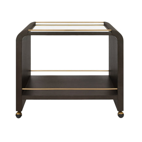 Myer Espresso Oak Bar Cart by Worlds Away at Fig Linens and Home - Front View