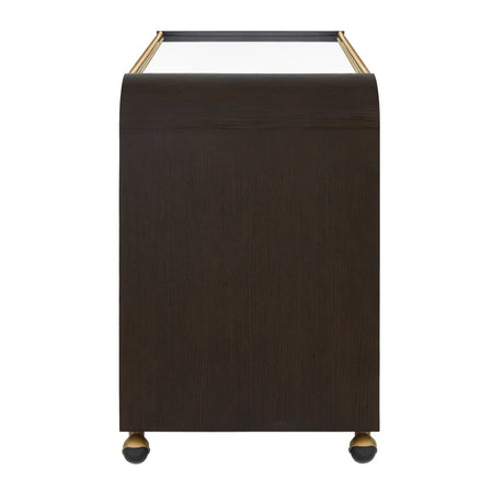 Myer Espresso Oak Bar Cart by Worlds Away at Fig Linens and Home - Side View
