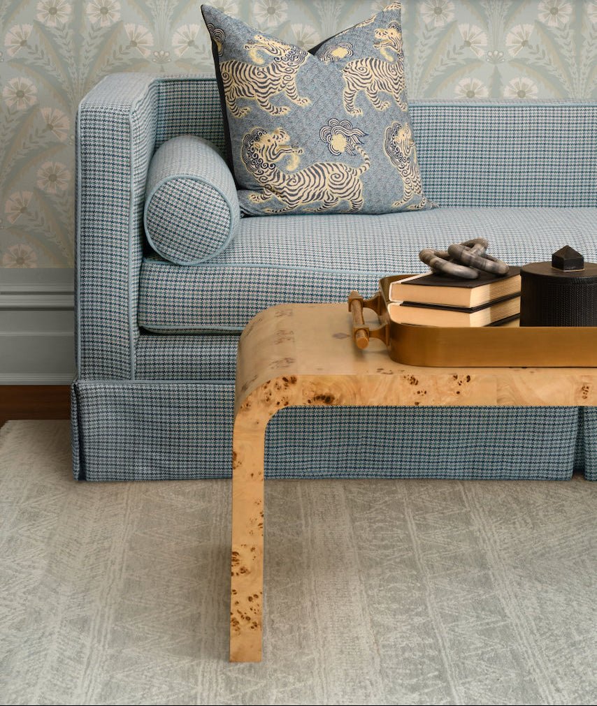 Newbury Light Burlwood Waterfall Coffee Table by Worlds Away - Lifestyle at Fig Linens and Home