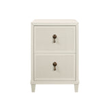 Worlds Away Novalie Antique White Side Table at Fig Linens and Home - Front View