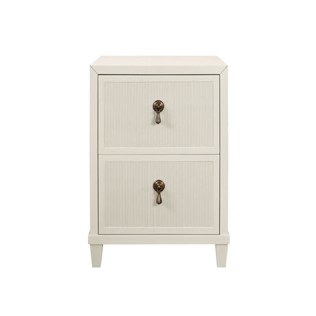 Worlds Away Novalie Antique White Side Table at Fig Linens and Home - Front View