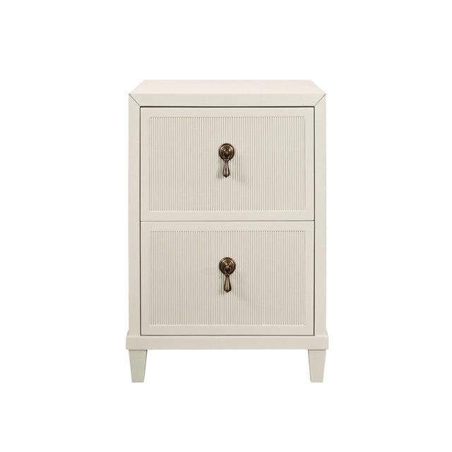 Worlds Away Novalie Antique White Side Table at Fig Linens and Home - Front View