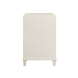Worlds Away Novalie Antique White Side Table at Fig Linens and Home - Back of Nightstand View