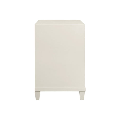 Worlds Away Novalie Antique White Side Table at Fig Linens and Home - Back of Nightstand View