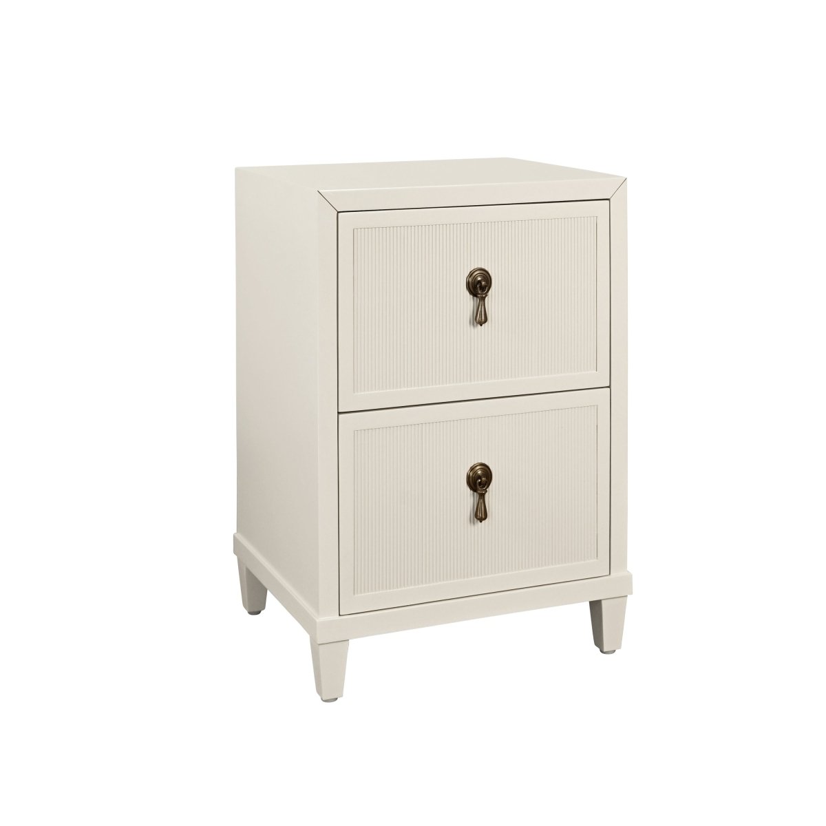 Worlds Away Novalie Antique White Side Table at Fig Linens and Home - Angle View