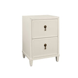 Worlds Away Novalie Antique White Side Table at Fig Linens and Home - Angle View