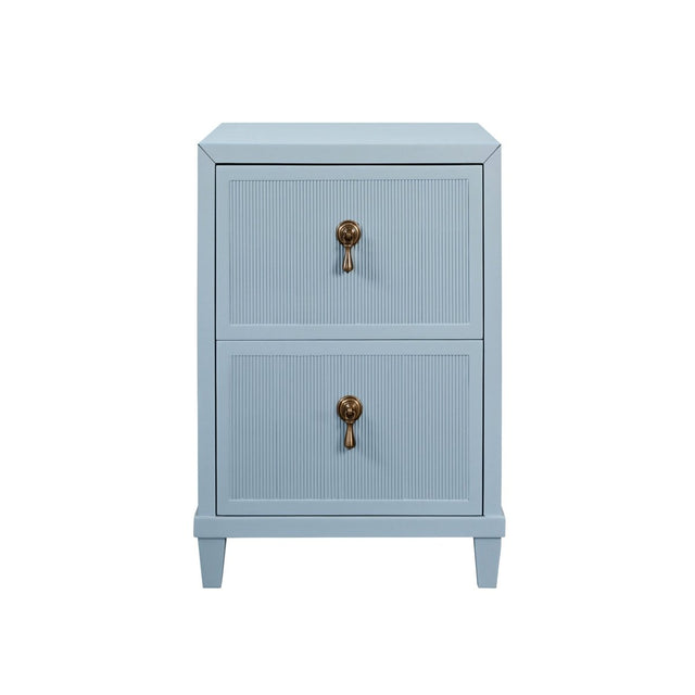 Novalie Light Blue Side Table by Worlds Away at Fig Linens and Home - Front View of Night Stand