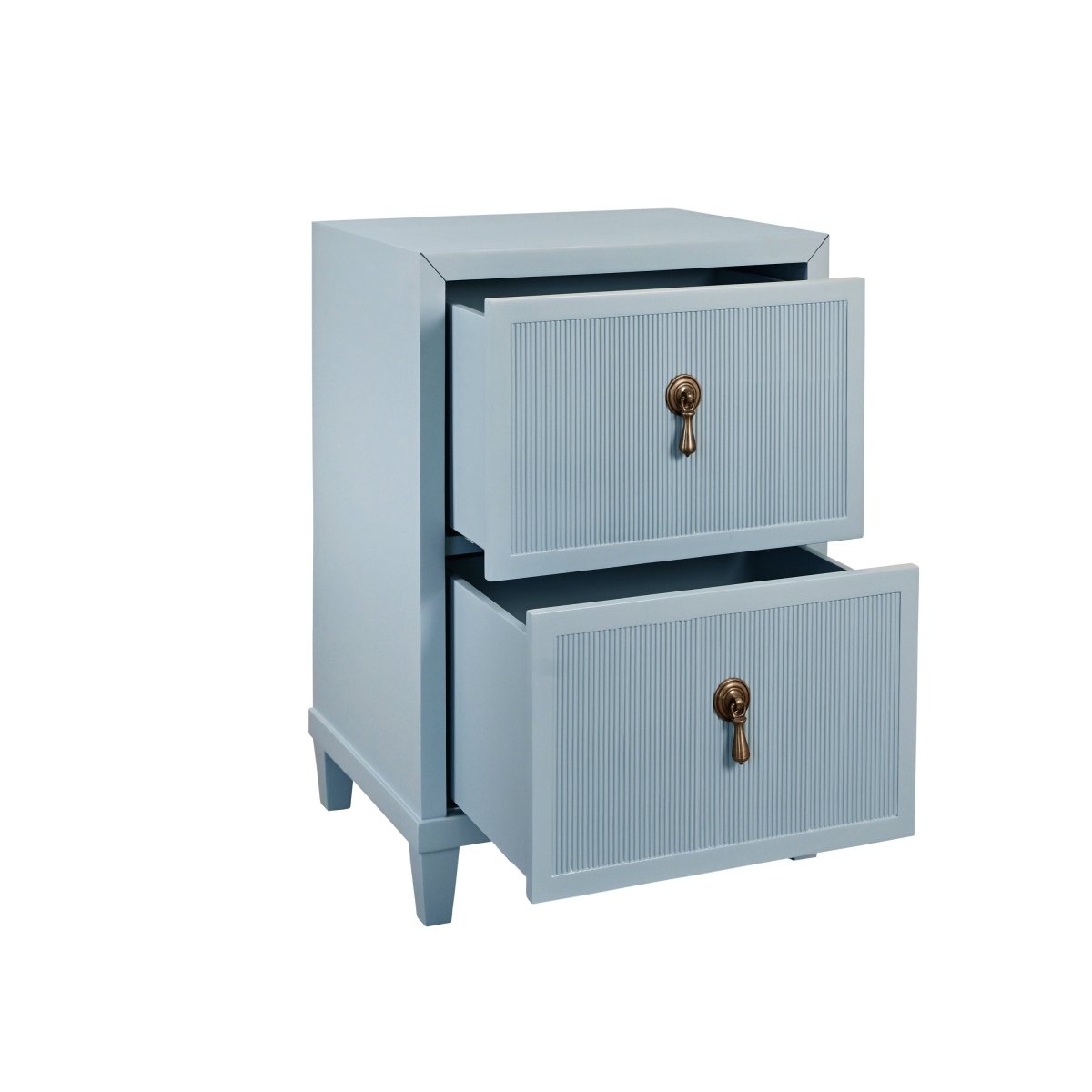 Novalie Light Blue Side Table by Worlds Away at Fig Linens and Home - Drawers Open