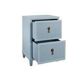Novalie Light Blue Side Table by Worlds Away at Fig Linens and Home - Drawers Open
