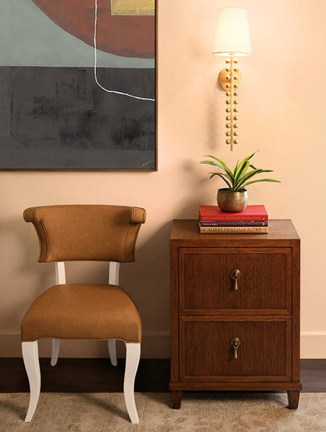 Worlds Away Novalie Provincial Brown Oak Side Table at Fig Linens and Home - Lifestyle