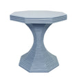 Octavia Light Blue Small Rattan Reeded Table by Worlds Away 23.5" H x 24.25" DIA Light Blue at FIG LINENS AND HOME 2