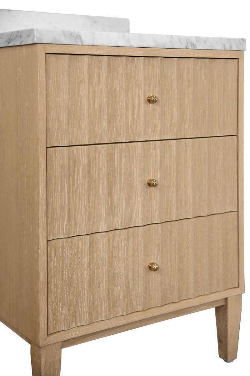 Worlds Away Odin Cerused Oak 24" Small Bath Vanity at Fig Linens and Home - Detail of Fluting View