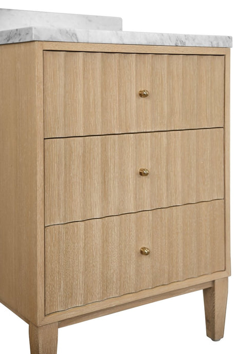 Worlds Away Odin Cerused Oak 24" Small Bath Vanity at Fig Linens and Home - Detail of Fluting View