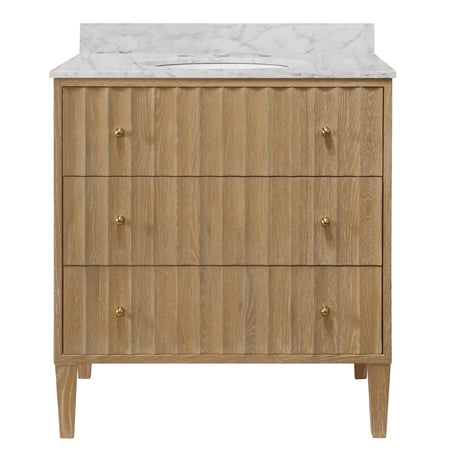 Odin Cerused Oak Bath Vanity by Worlds Away 34.25"H x 30.5"W x 21.625"D Cerused Oak at FIG LINENS AND HOME 2