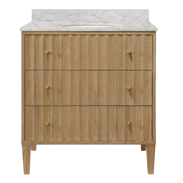 Odin Cerused Oak Bath Vanity by Worlds Away 34.25"H x 30.5"W x 21.625"D Cerused Oak at FIG LINENS AND HOME 2