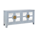 Opal Light Blue Rattan Buffet Cabinet by Worlds Away at Fig Linens and Home - Angle View