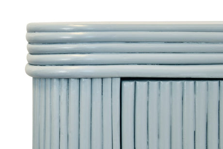 Opal Light Blue Rattan Buffet Cabinet by Worlds Away at Fig Linens and Home - Rattan Reed Detail