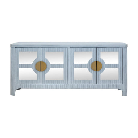 Opal Light Blue Rattan Buffet Cabinet by Worlds Away at Fig Linens and Home - Front View