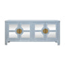 Opal Light Blue Rattan Buffet Cabinet by Worlds Away at Fig Linens and Home - Front View