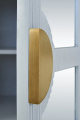 Opal Light Blue Rattan Buffet Cabinet by Worlds Away at Fig Linens and Home - Hardware Detail 2