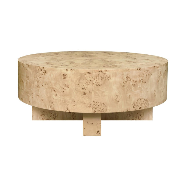 Oslo Burlwood Coffee Table by Worlds Away | Round Thick Top Coffee Table at Fig Linens and Home 1