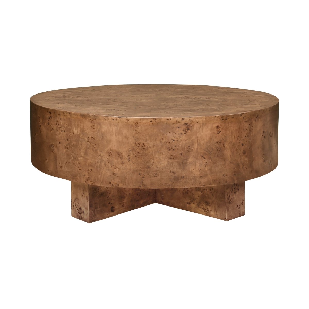 Oslo Dark Burlwood Coffee Table by Worlds Away | Round Coffee Table at Fig Linens and Home 1