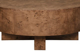 Oslo Dark Burlwood Coffee Table by Worlds Away | Round Coffee Table at Fig Linens and Home 4